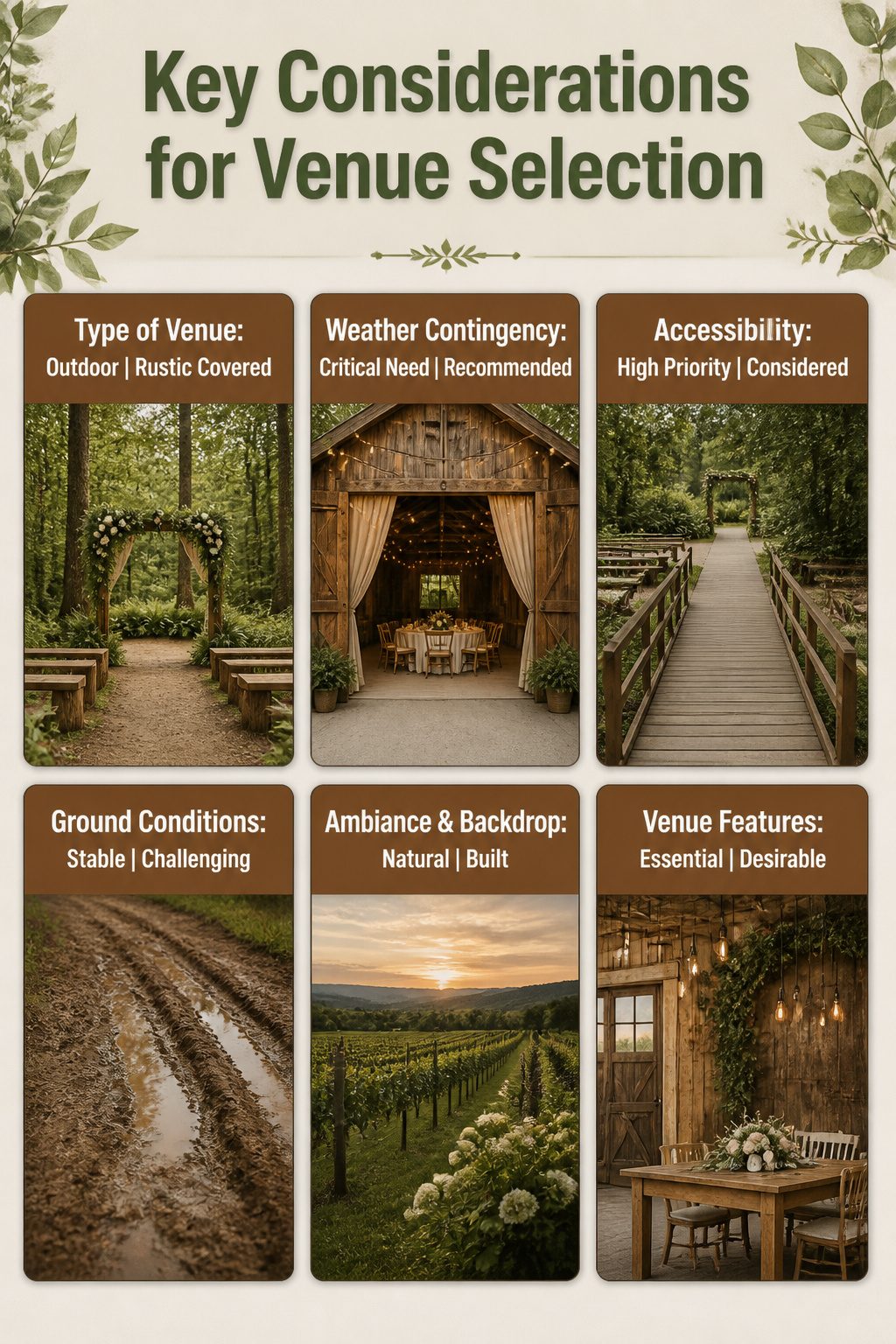 A rustic barn set up for an outdoor wedding ceremony.