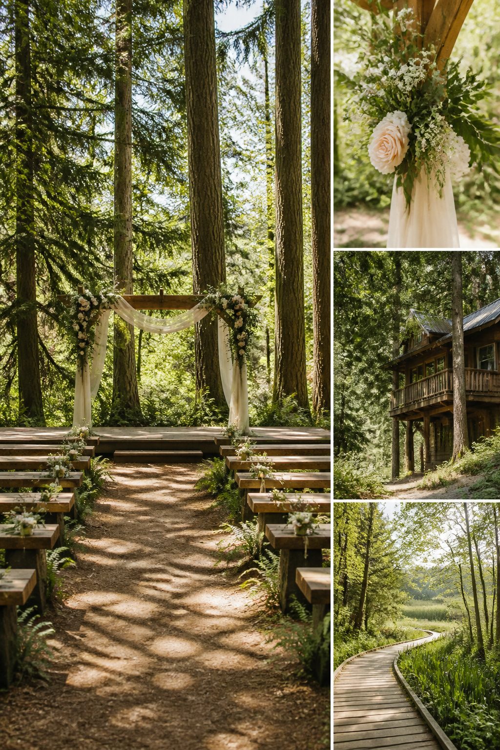 Wooded area with ceremony setup at IslandWood on Bainbridge Island.