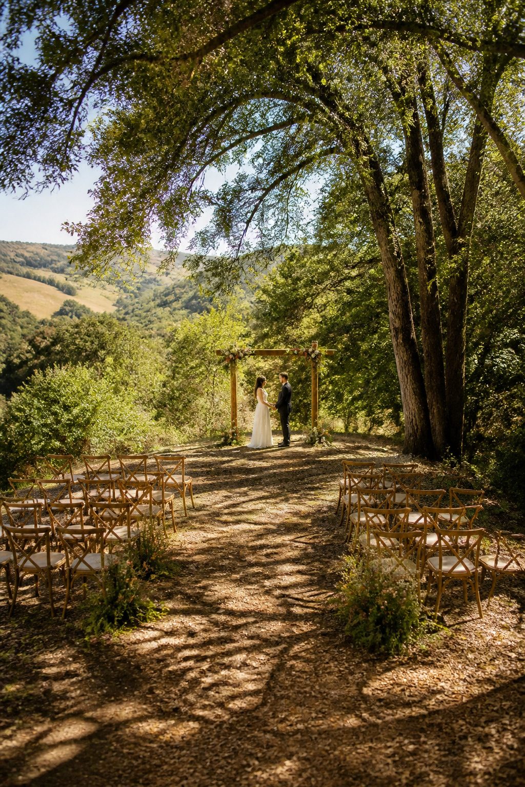 Weddings in a mixed oak and redwood forest at Santa Lucia Preserve.