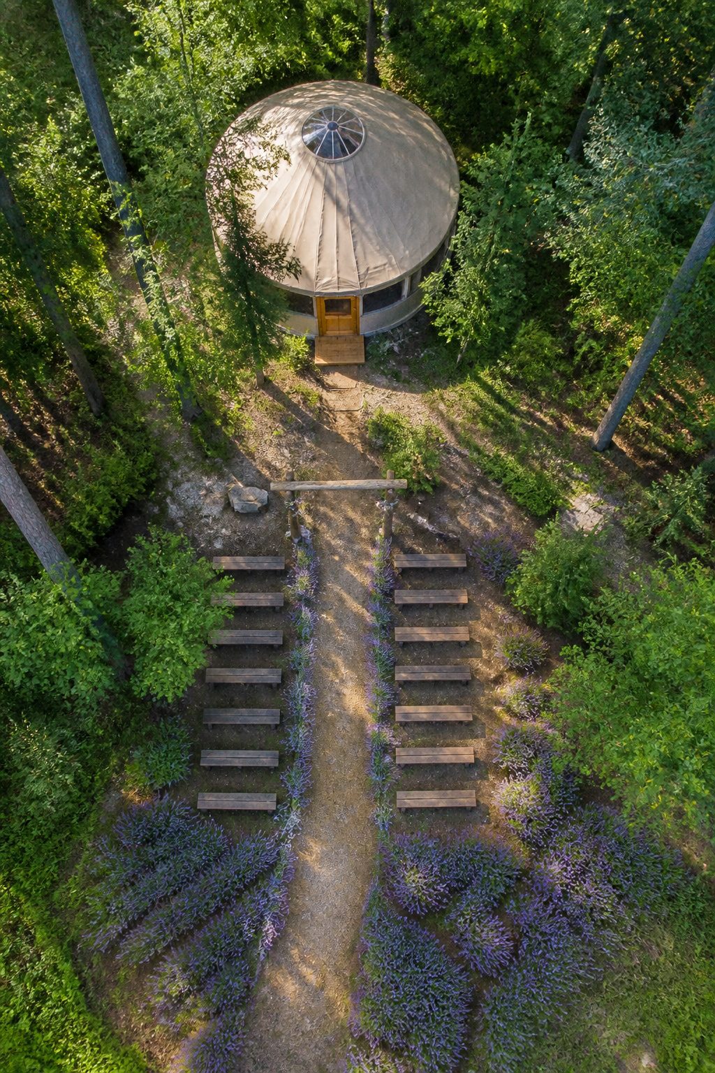 Amphitheater and yurt at Tierra Retreat Center in Leavenworth.
