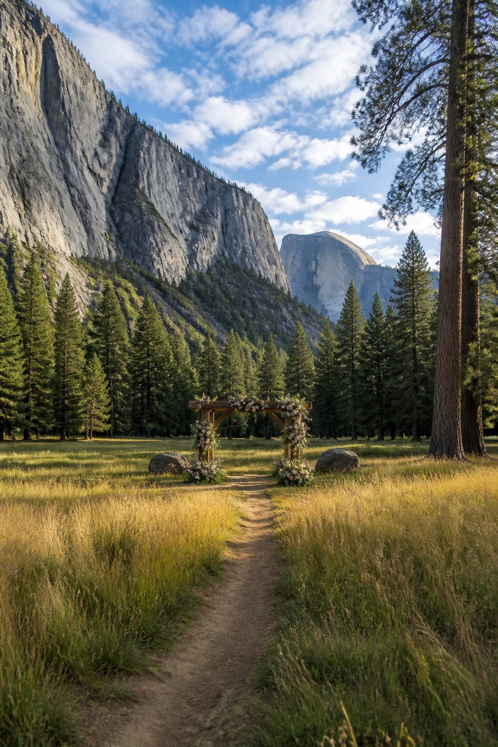 Yosemite National Park featuring granite cliffs and sequoia trees.