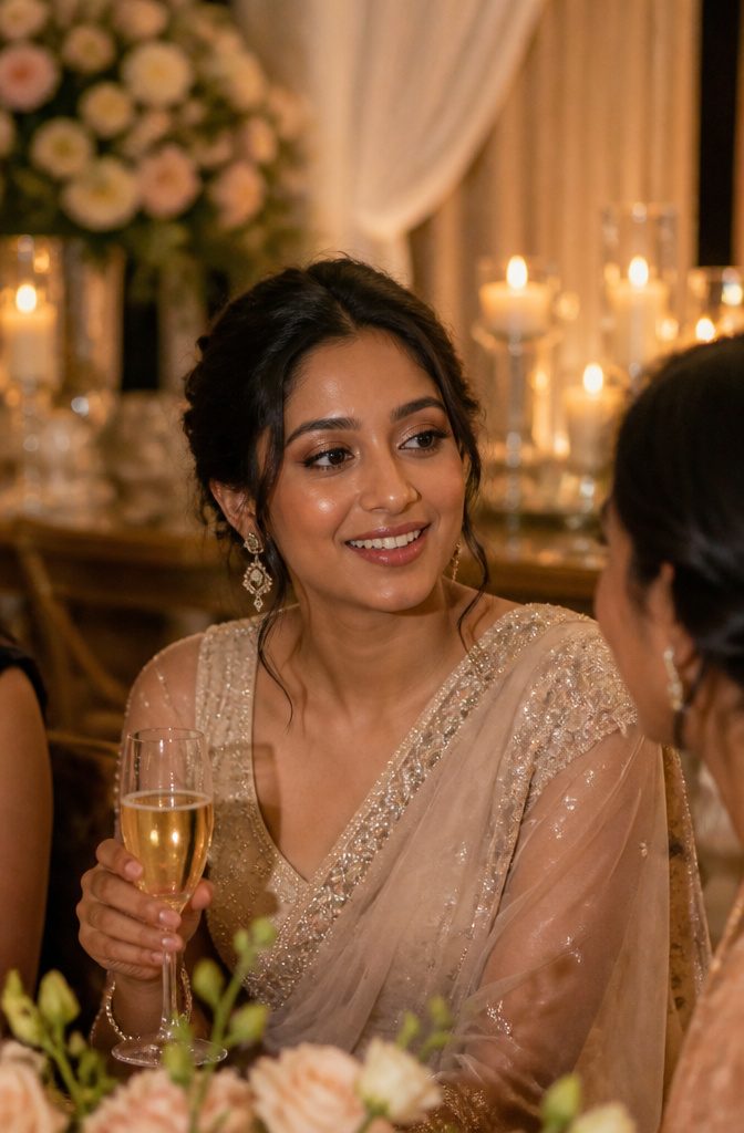 Model showing Copper Eyeshadow in an intimate candlelit bridal setting.