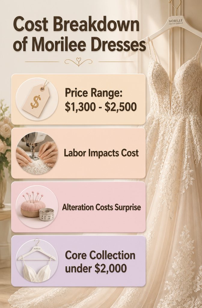 A cost breakdown graphic of Morilee wedding dresses.