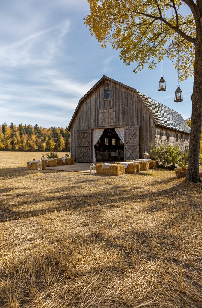 Rustic Venue Wedding Guide: Barns, Farms & Mountain Settings 1 Minnesota barn venue featuring a rustic wooden structure and lakeshore.