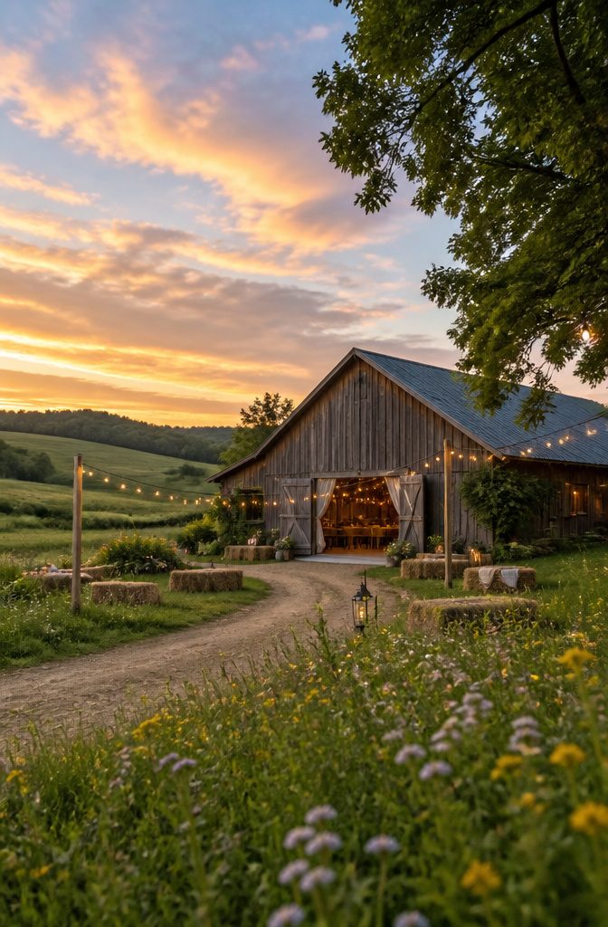 Rustic Venue Wedding Guide: Barns, Farms & Mountain Settings 4 Wisconsin rustic barn with lower ceilings and a natural dirt floor.