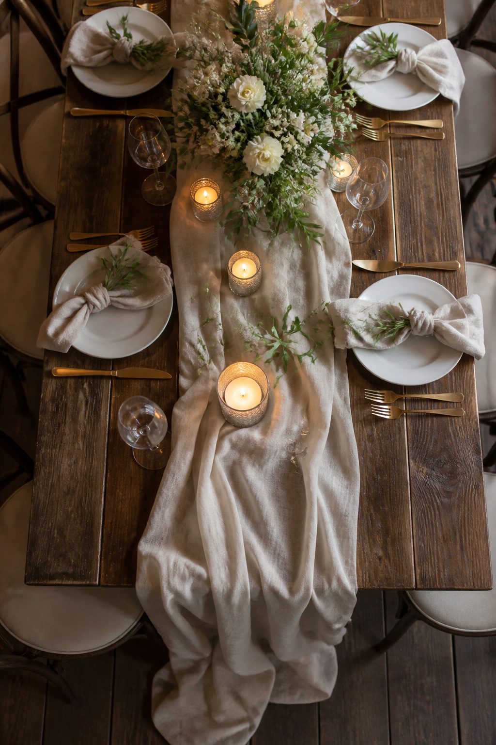 Different types of table runners displayed on a table.