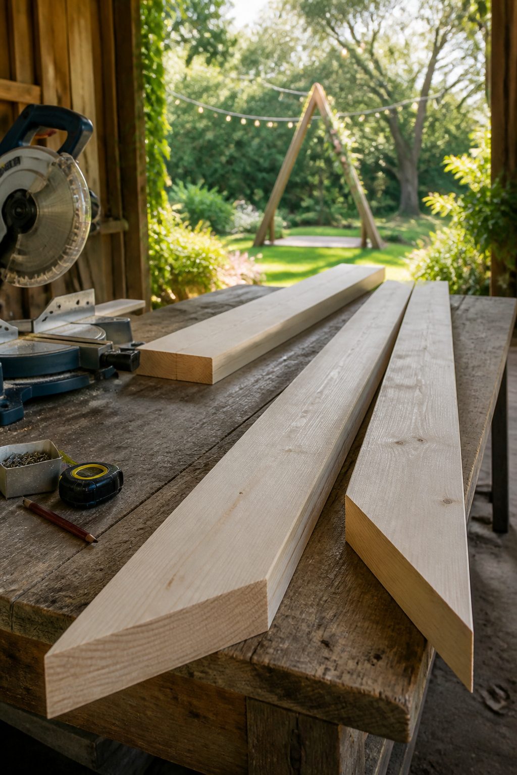 Two 2x6 boards cut at 45-degree and 22-1/2-degree angles.