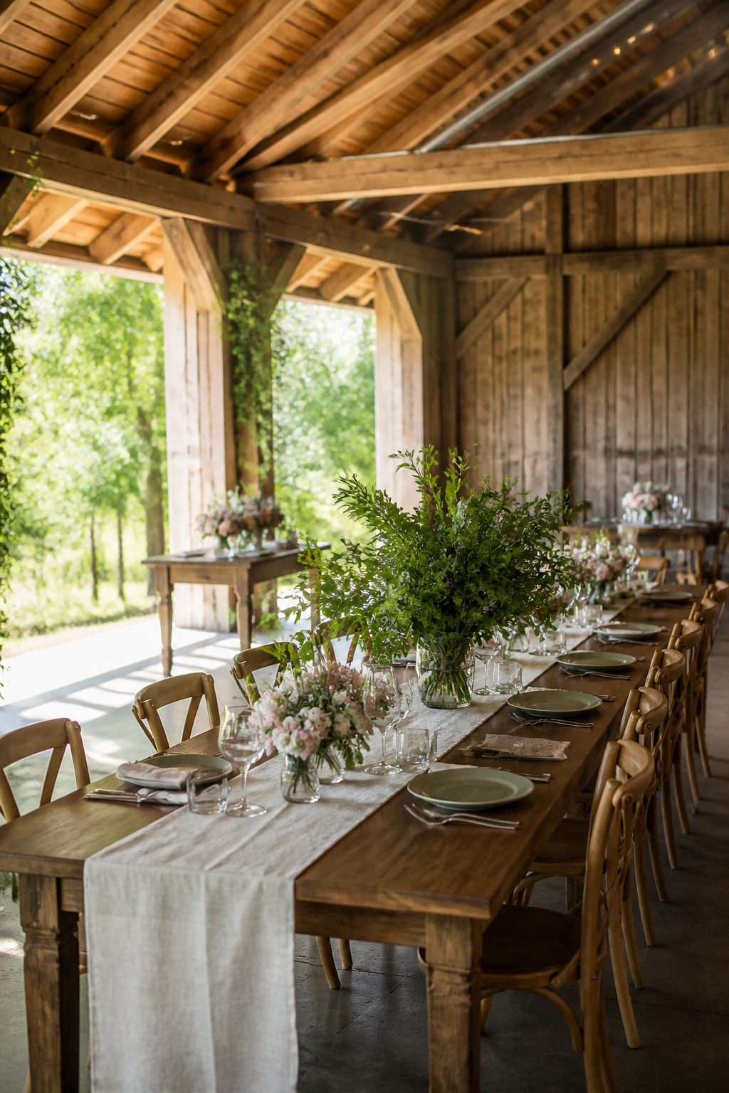 Local greenery used in wedding centerpieces.