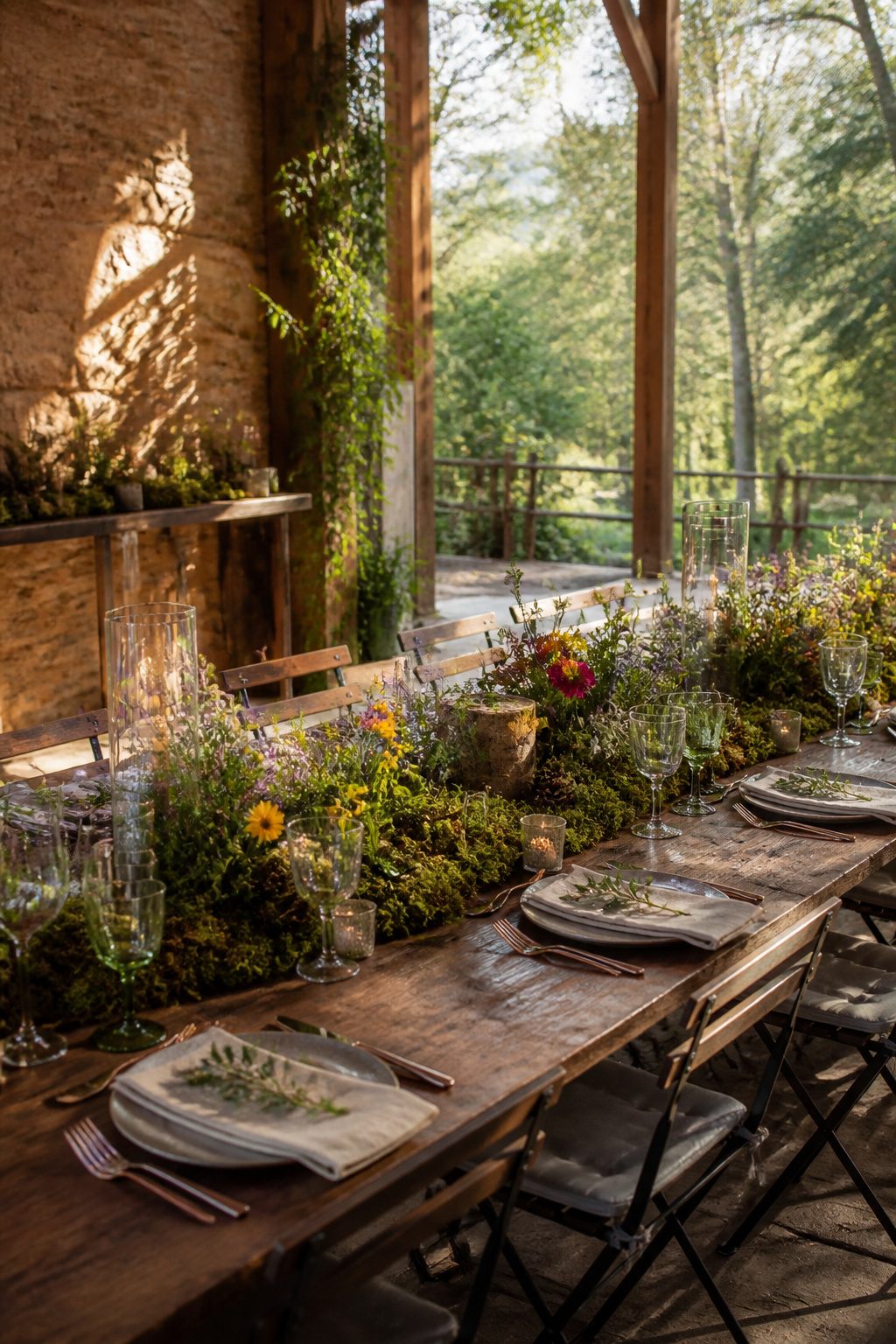 Different types of moss arranged as a centerpiece.