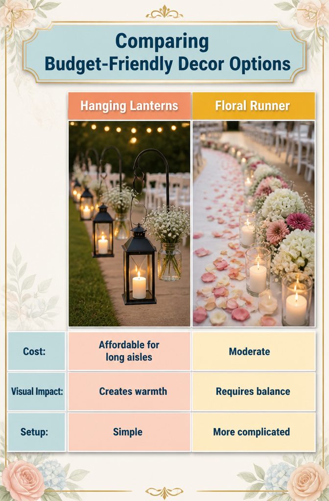 Wedding Ceremony Decor: Chuppahs, Mandaps, Arches and Aisle Style 11 Comparison of budget-friendly wedding decor options.