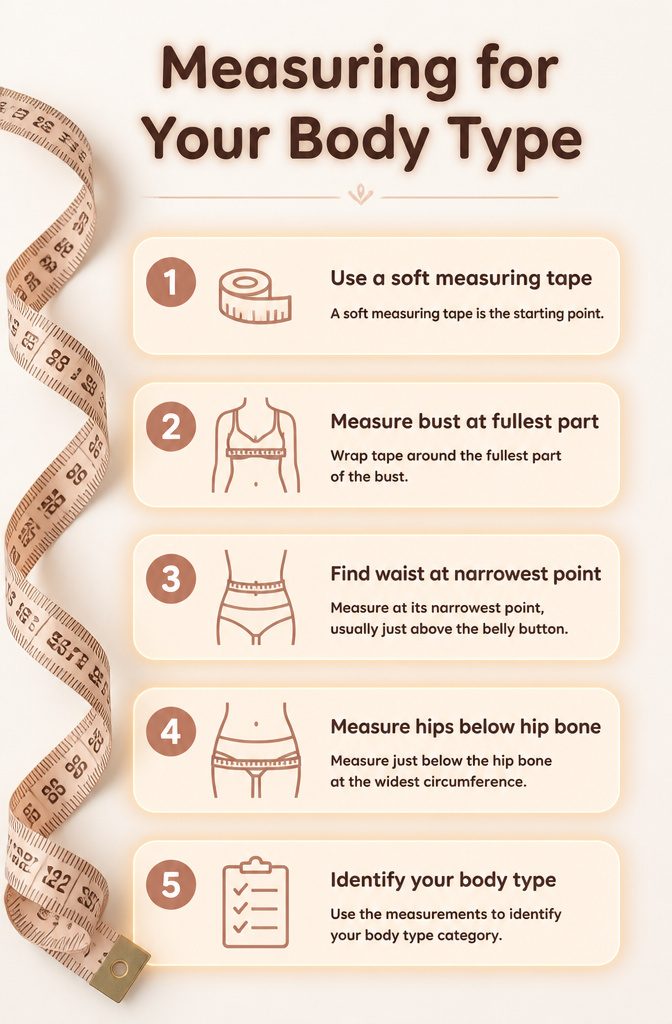 A soft measuring tape next to normal-fit clothes for body measurements.