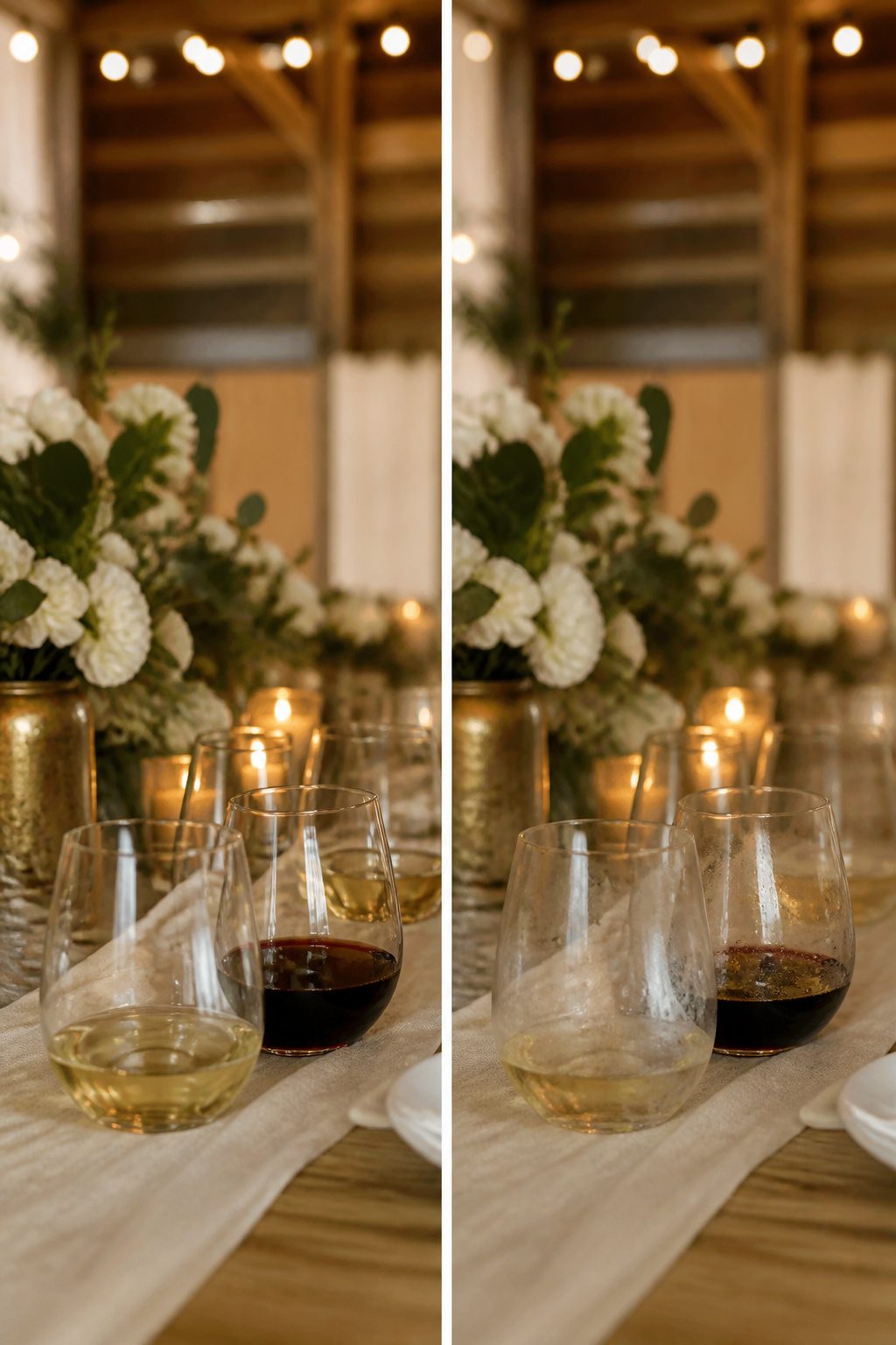 Wedding Glass Design: Personalized Glassware for Your Celebration 10 A set of stemless wine glasses displayed on a table.