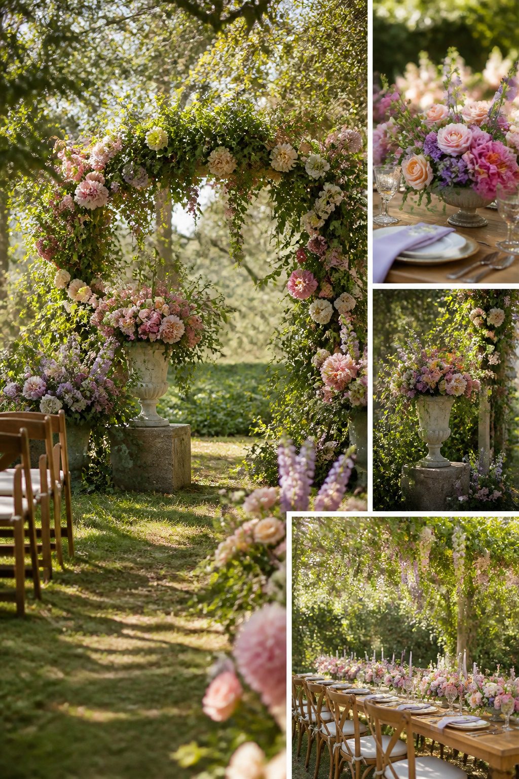 7 Garden Wedding Ideas for Every Season and Setting 5 A collection of peonies, roses, and dahlias arranged for a wedding.