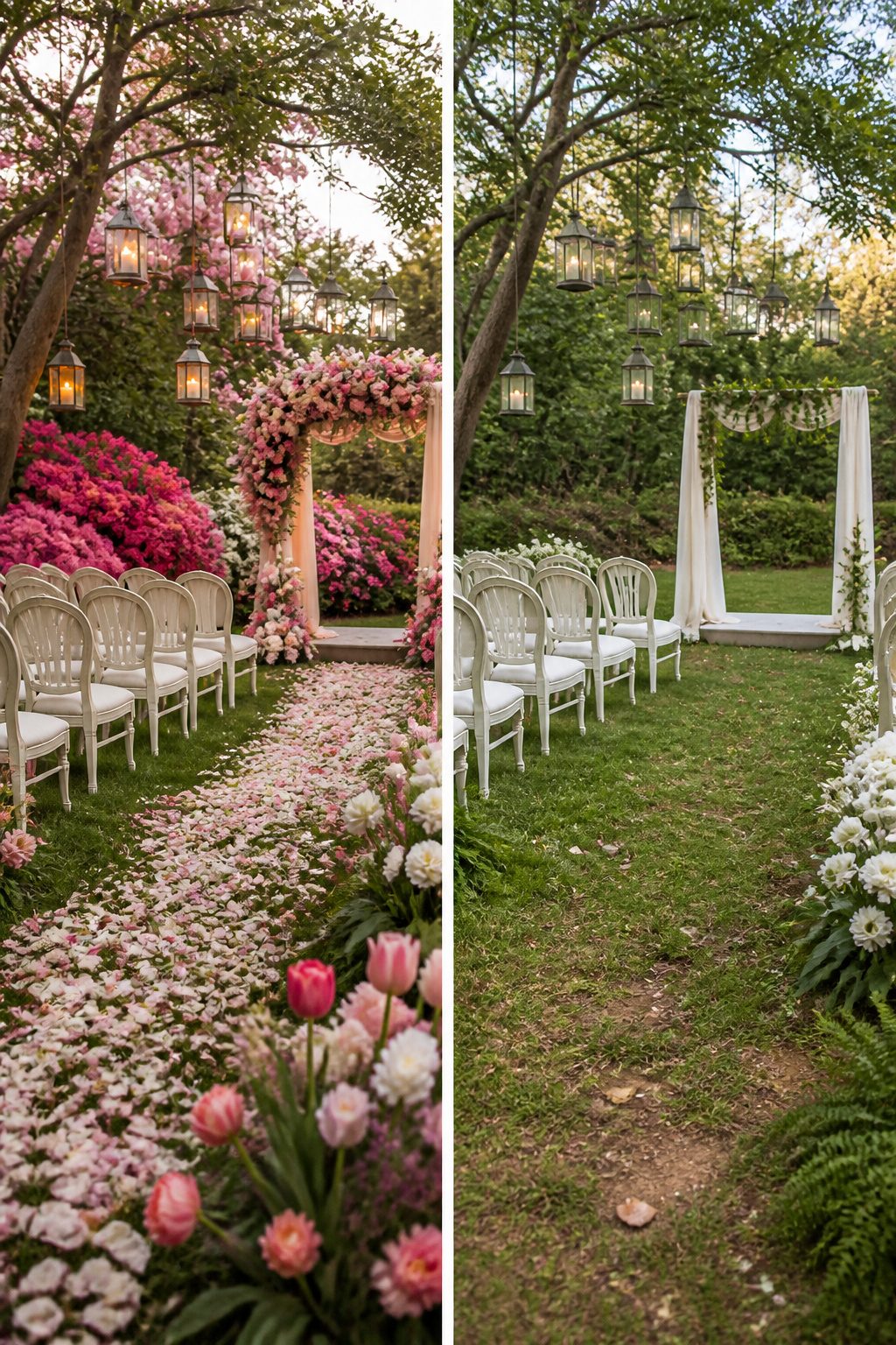 7 Garden Wedding Ideas for Every Season and Setting 2 A garden filled with blooming flowers representing seasonal themes.