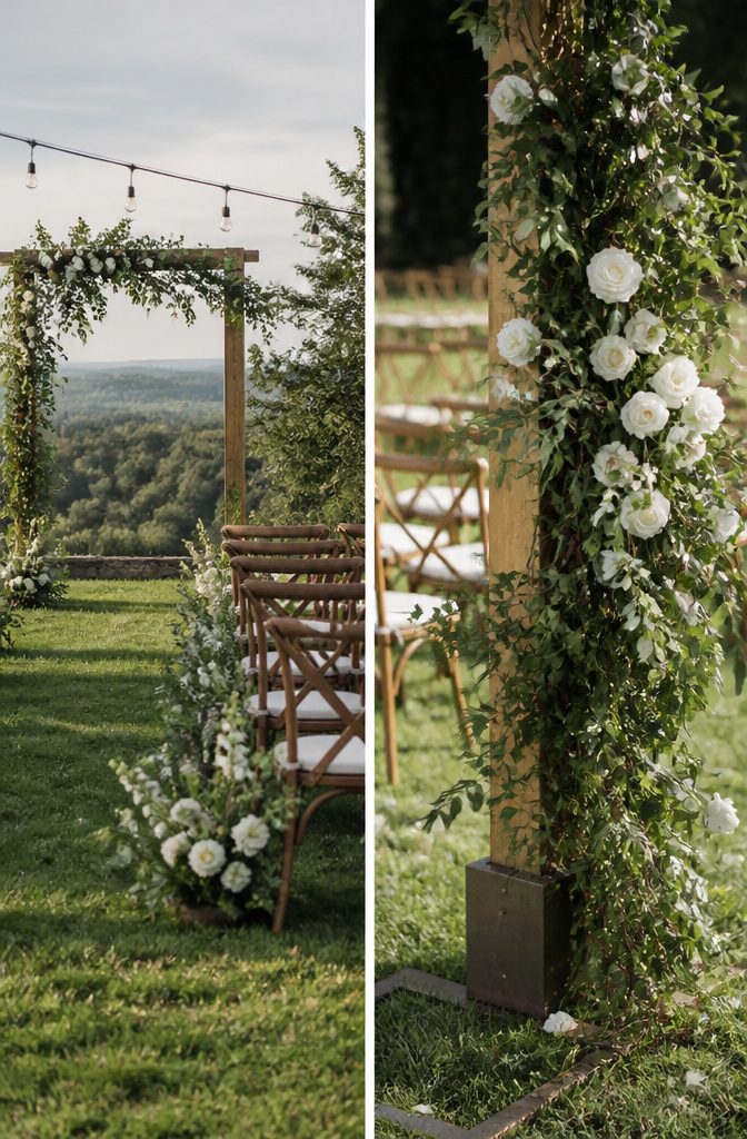 8 Wedding Outside Decorations That Work in Real Weather 11 Photographer adjusting settings for outdoor wedding lighting.