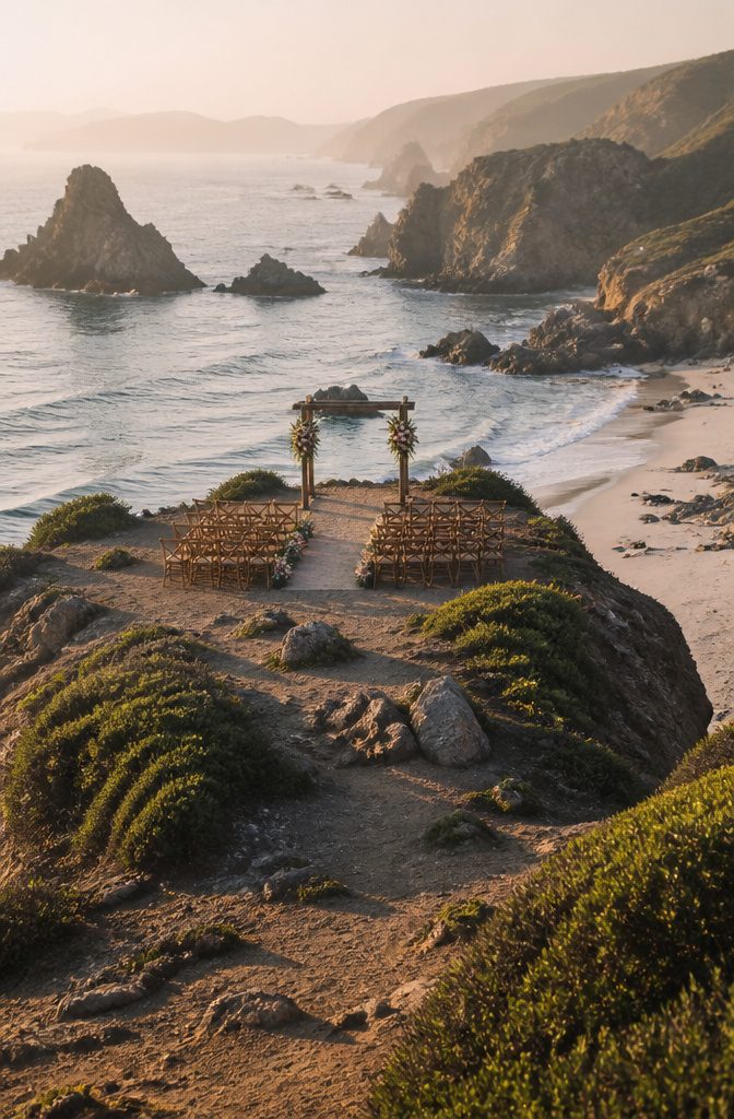 Coastal view at Crook Point with sea stacks and beach.