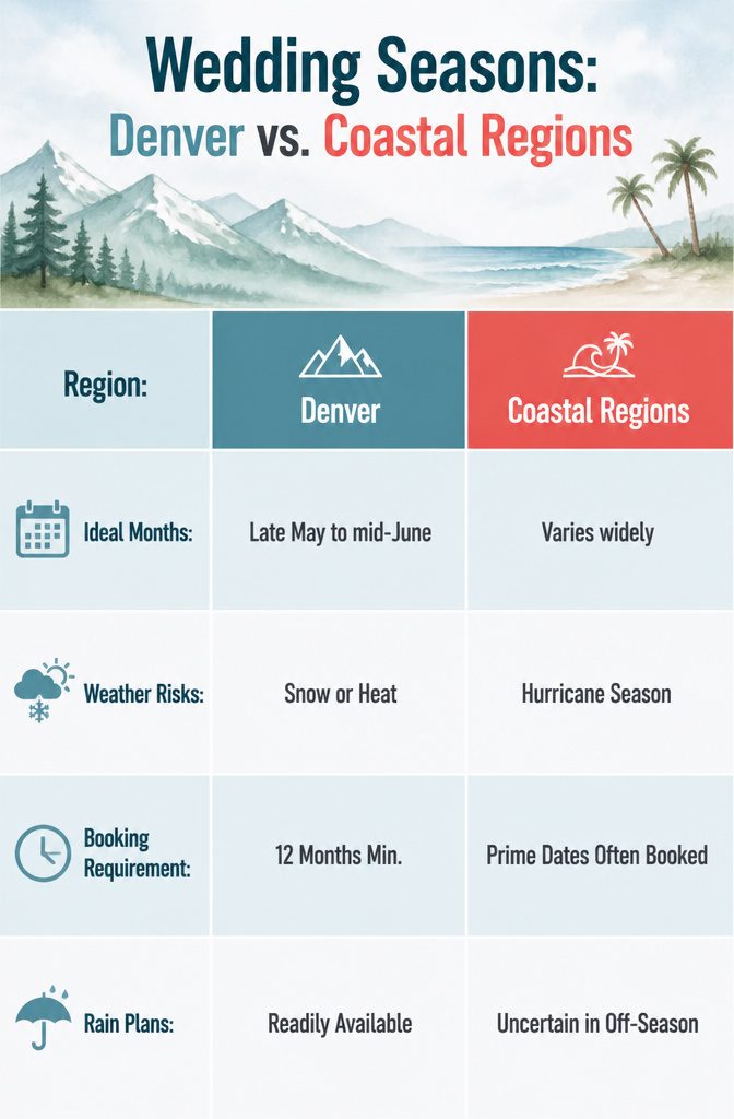 Graphic showing wedding seasons for different regions.