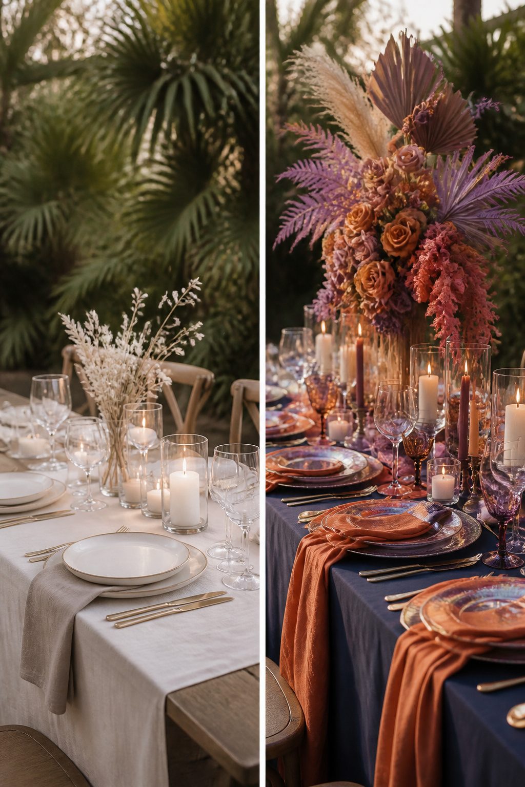 Wedding color palette featuring sunset-inspired shades.