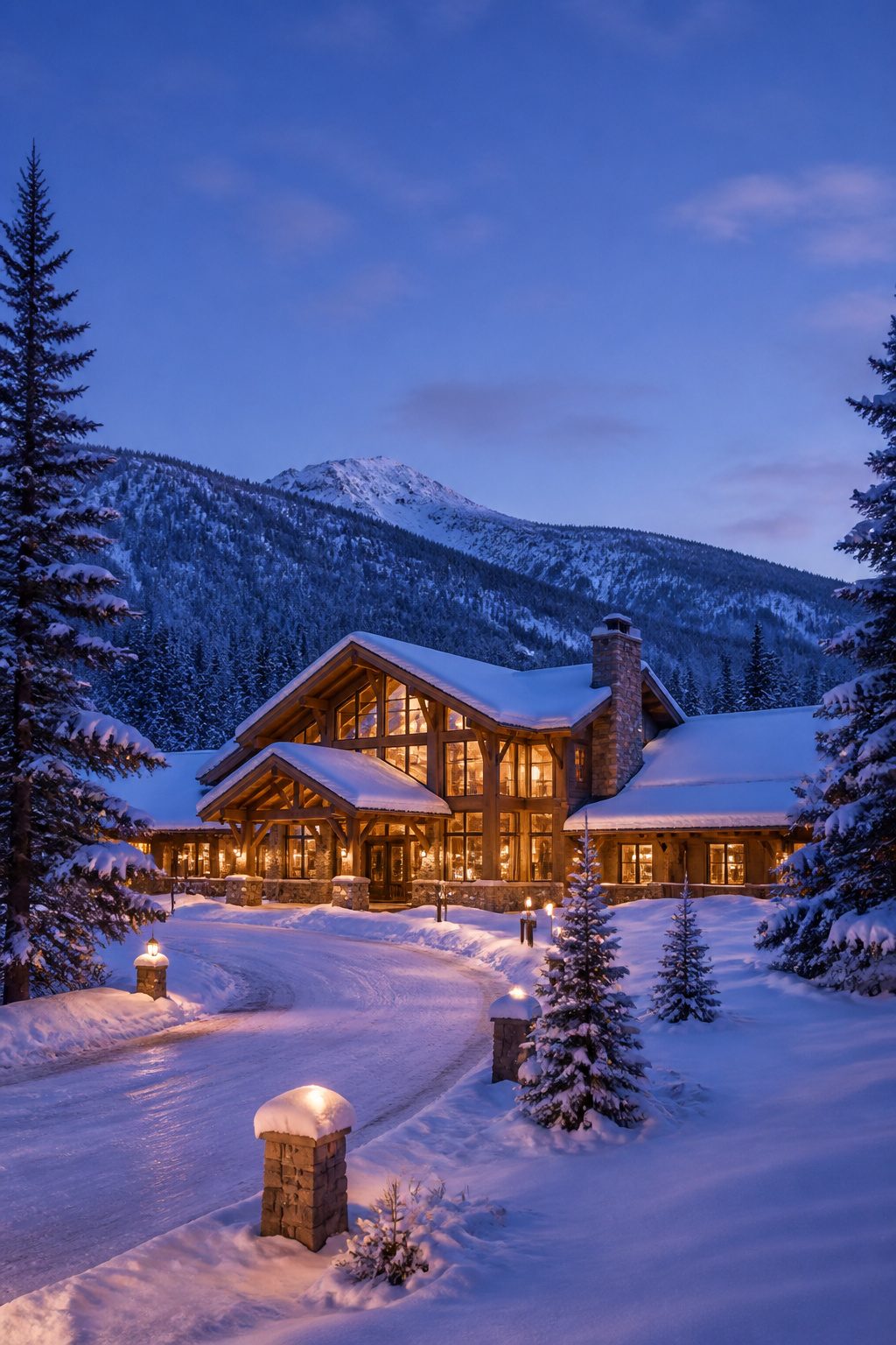 A rustic ski lodge setting for a winter wedding.
